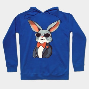 Dapper Bunny in a Suit, Bow Tie, and Sunglasses Hoodie